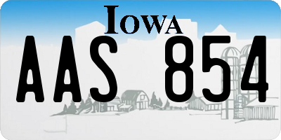 IA license plate AAS854