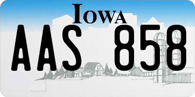 IA license plate AAS858