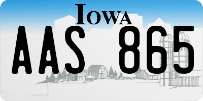 IA license plate AAS865