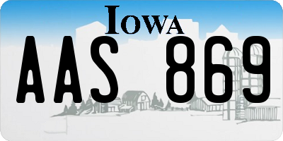 IA license plate AAS869