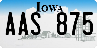 IA license plate AAS875