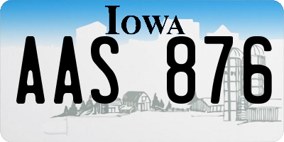 IA license plate AAS876