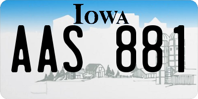 IA license plate AAS881