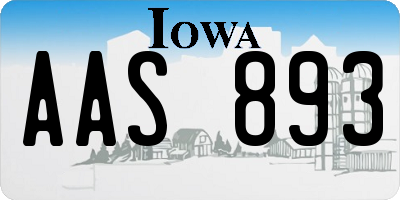 IA license plate AAS893