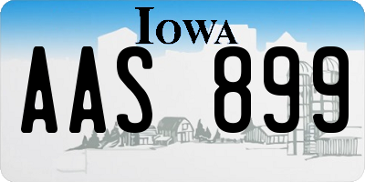 IA license plate AAS899