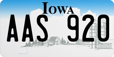 IA license plate AAS920