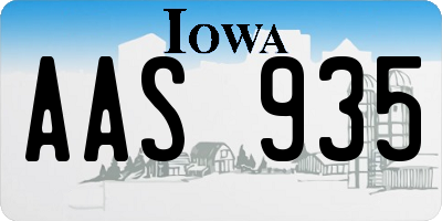 IA license plate AAS935