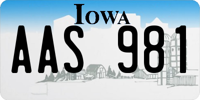 IA license plate AAS981