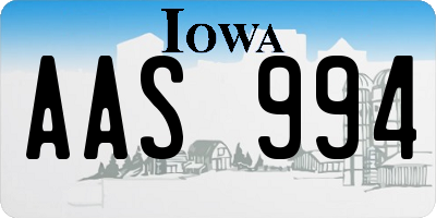 IA license plate AAS994