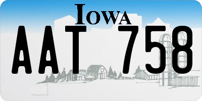 IA license plate AAT758