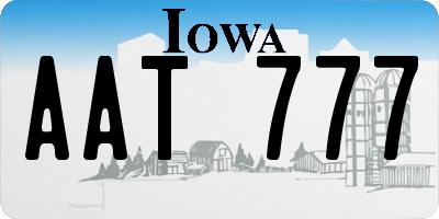 IA license plate AAT777