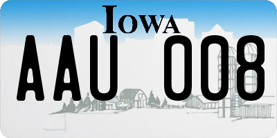 IA license plate AAU008