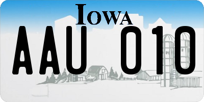 IA license plate AAU010