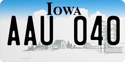 IA license plate AAU040