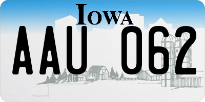 IA license plate AAU062