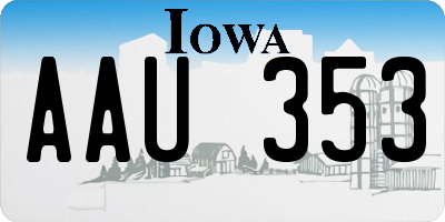 IA license plate AAU353