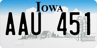 IA license plate AAU451