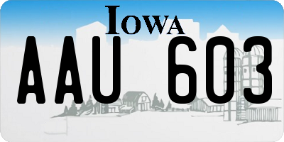 IA license plate AAU603