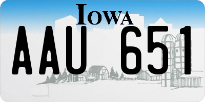 IA license plate AAU651