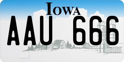 IA license plate AAU666