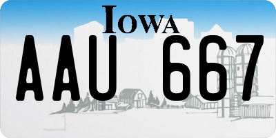 IA license plate AAU667