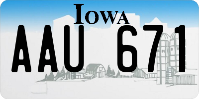 IA license plate AAU671