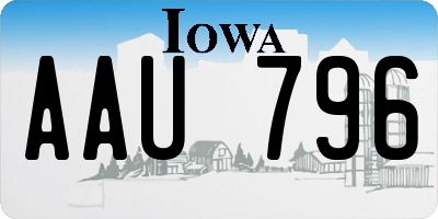 IA license plate AAU796