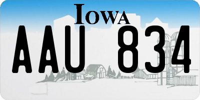 IA license plate AAU834
