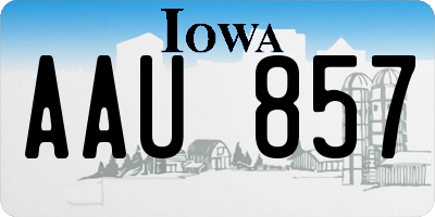 IA license plate AAU857