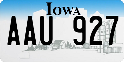 IA license plate AAU927