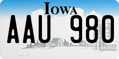 IA license plate AAU980