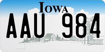 IA license plate AAU984