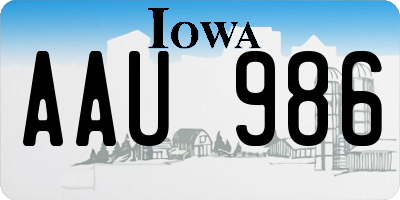 IA license plate AAU986