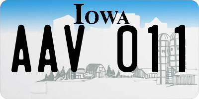 IA license plate AAV011