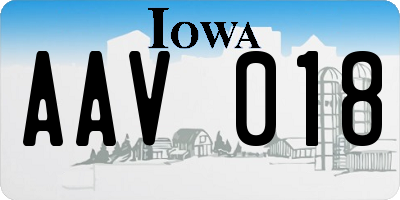 IA license plate AAV018