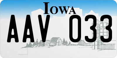 IA license plate AAV033