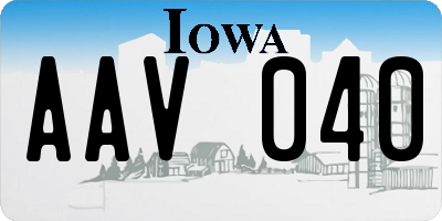 IA license plate AAV040