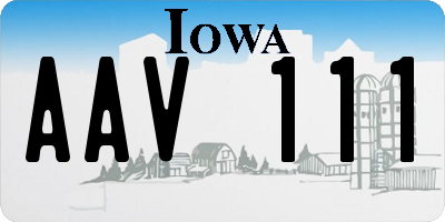 IA license plate AAV111