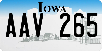IA license plate AAV265