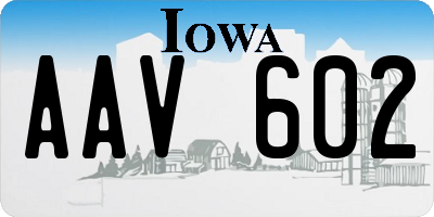 IA license plate AAV602