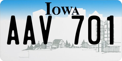 IA license plate AAV701