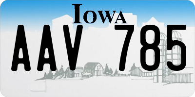 IA license plate AAV785