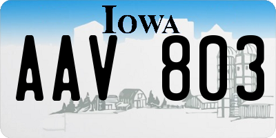 IA license plate AAV803