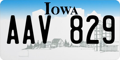 IA license plate AAV829