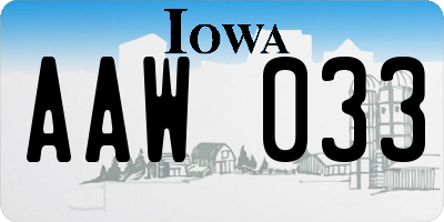 IA license plate AAW033