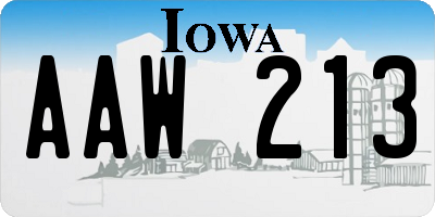 IA license plate AAW213