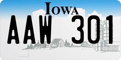 IA license plate AAW301