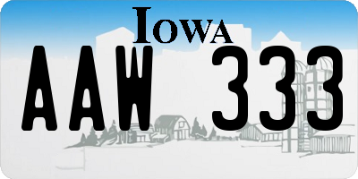 IA license plate AAW333