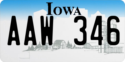 IA license plate AAW346
