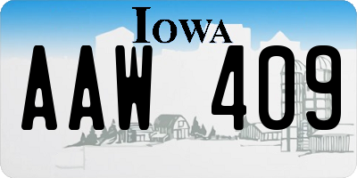 IA license plate AAW409